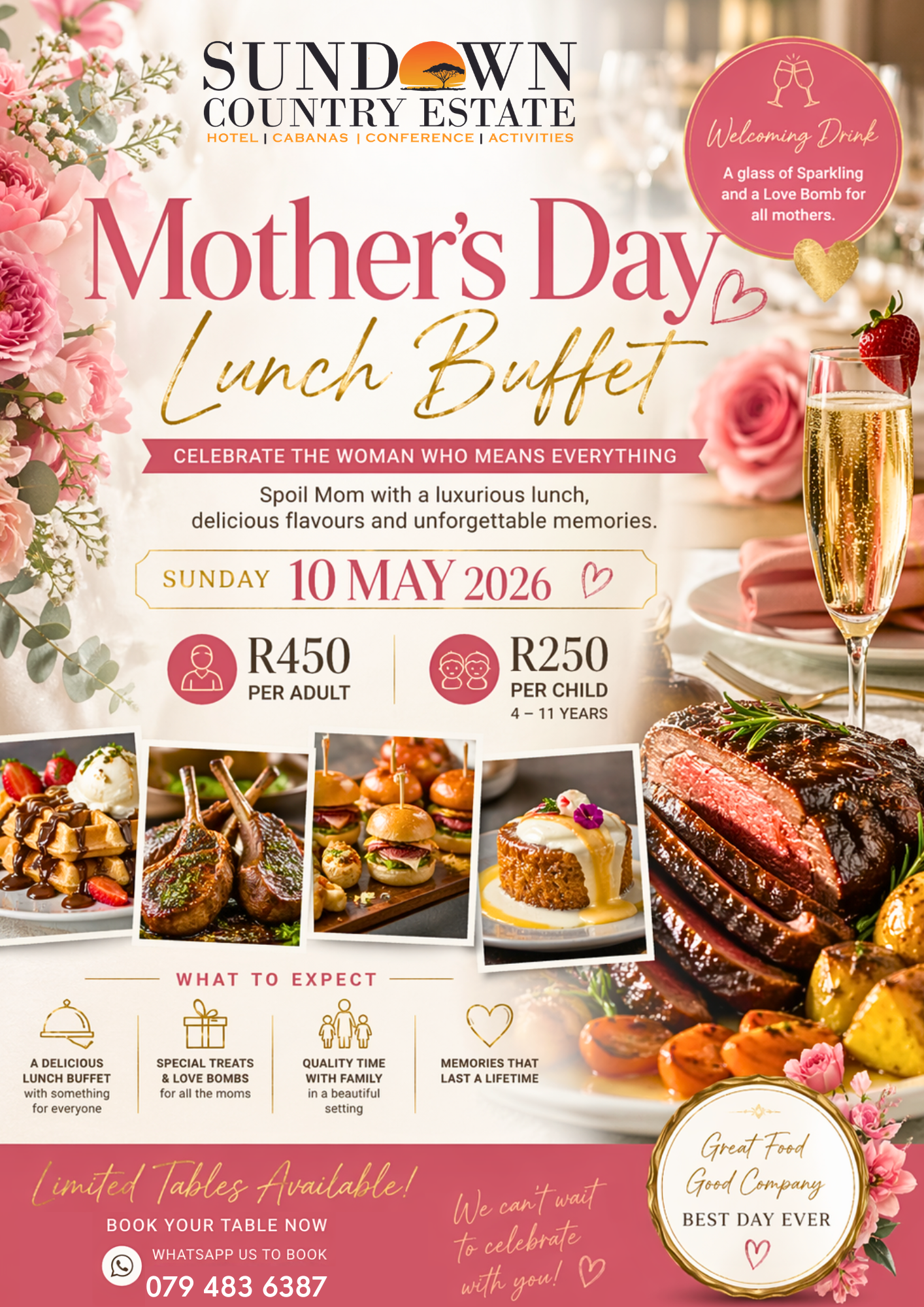 Mother's Day Lunch Buffet at Sundown Country Estate near Johannesburg and Pretoria
