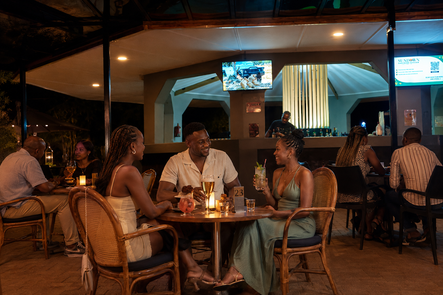 Cocktails and beers at Sundown Country Estate bar near Sun City