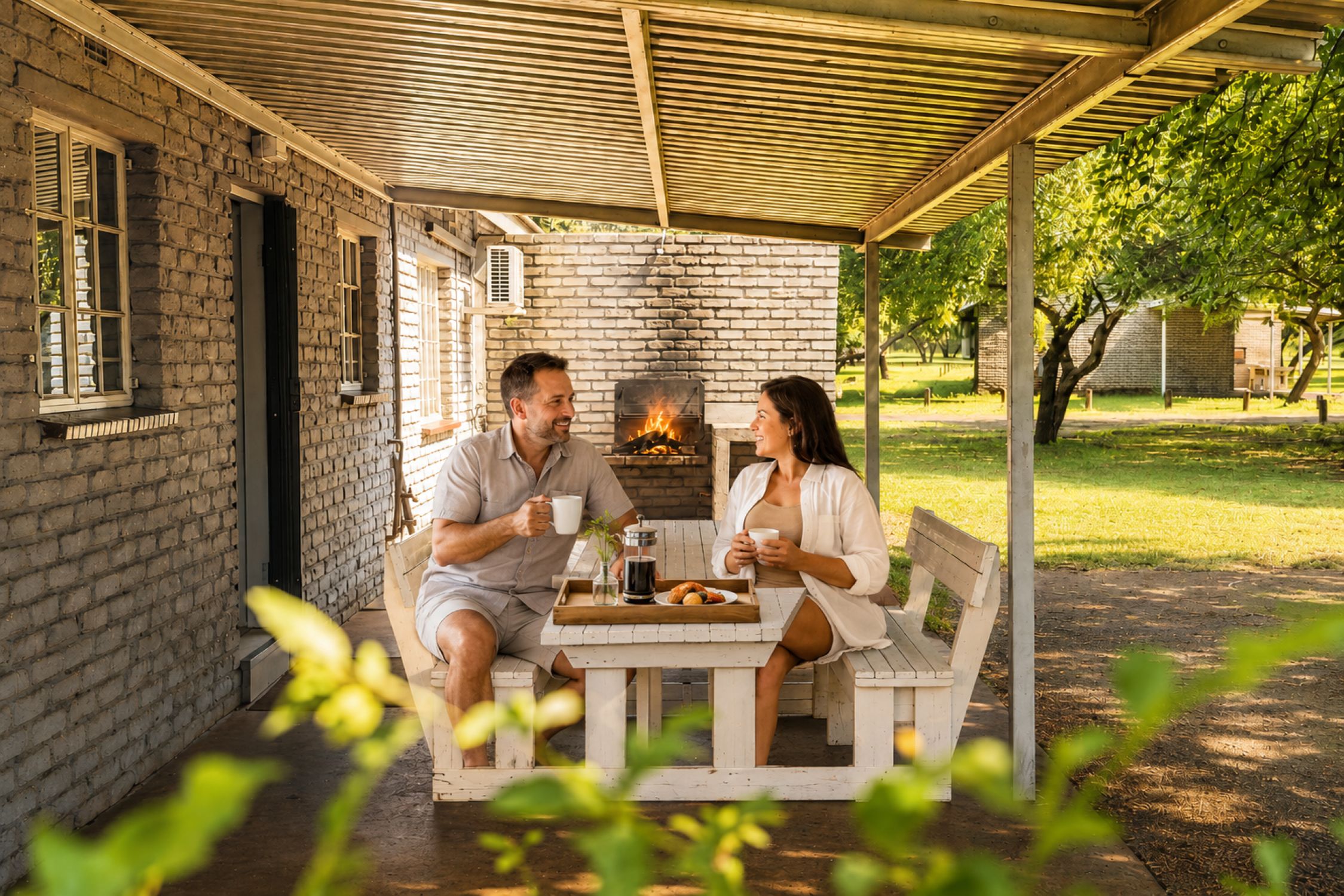 Executive One-Bedroom Chalet patio and braai area near Sun City