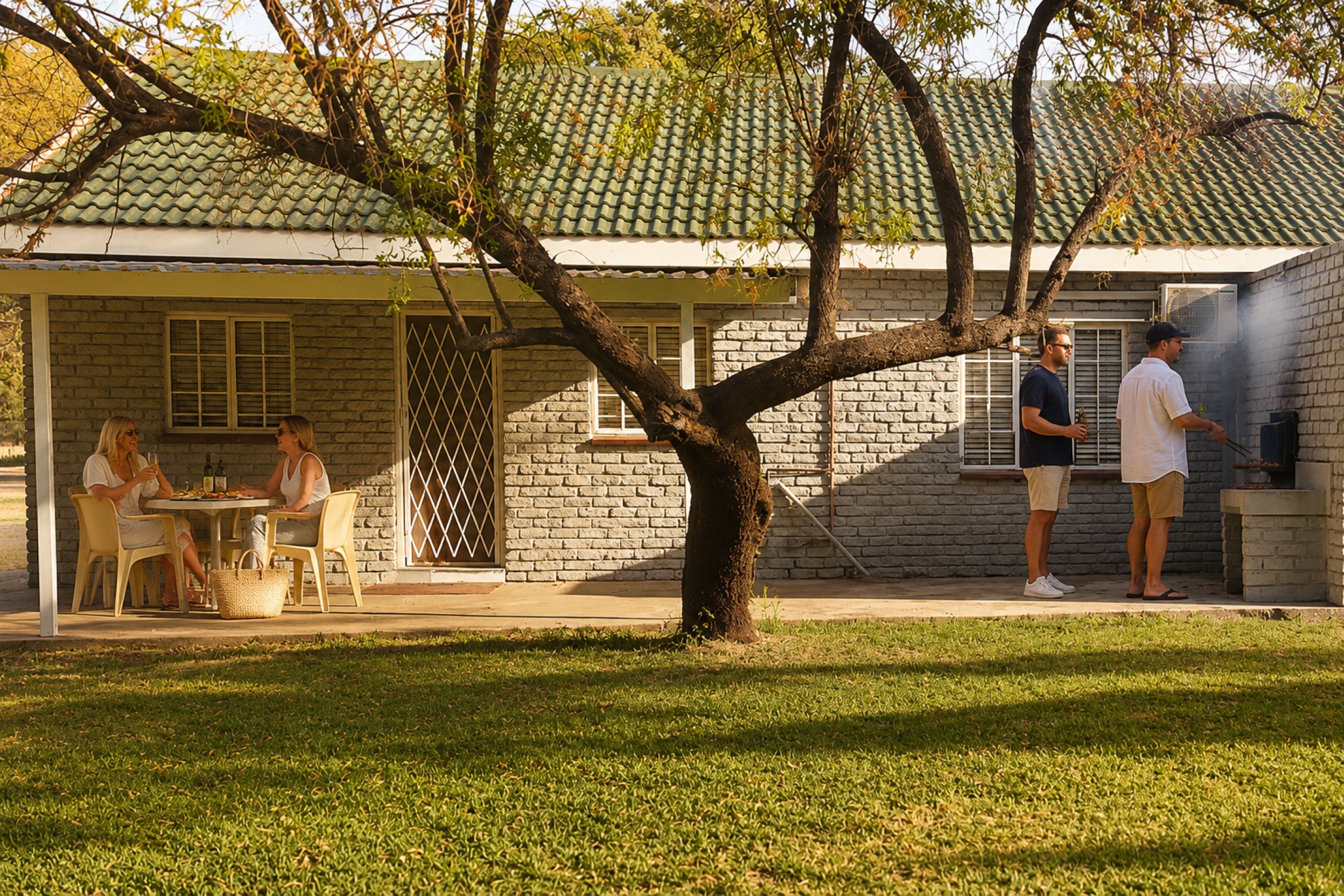 Executive Two-Bedroom Chalet patio and braai lifestyle near Sun City