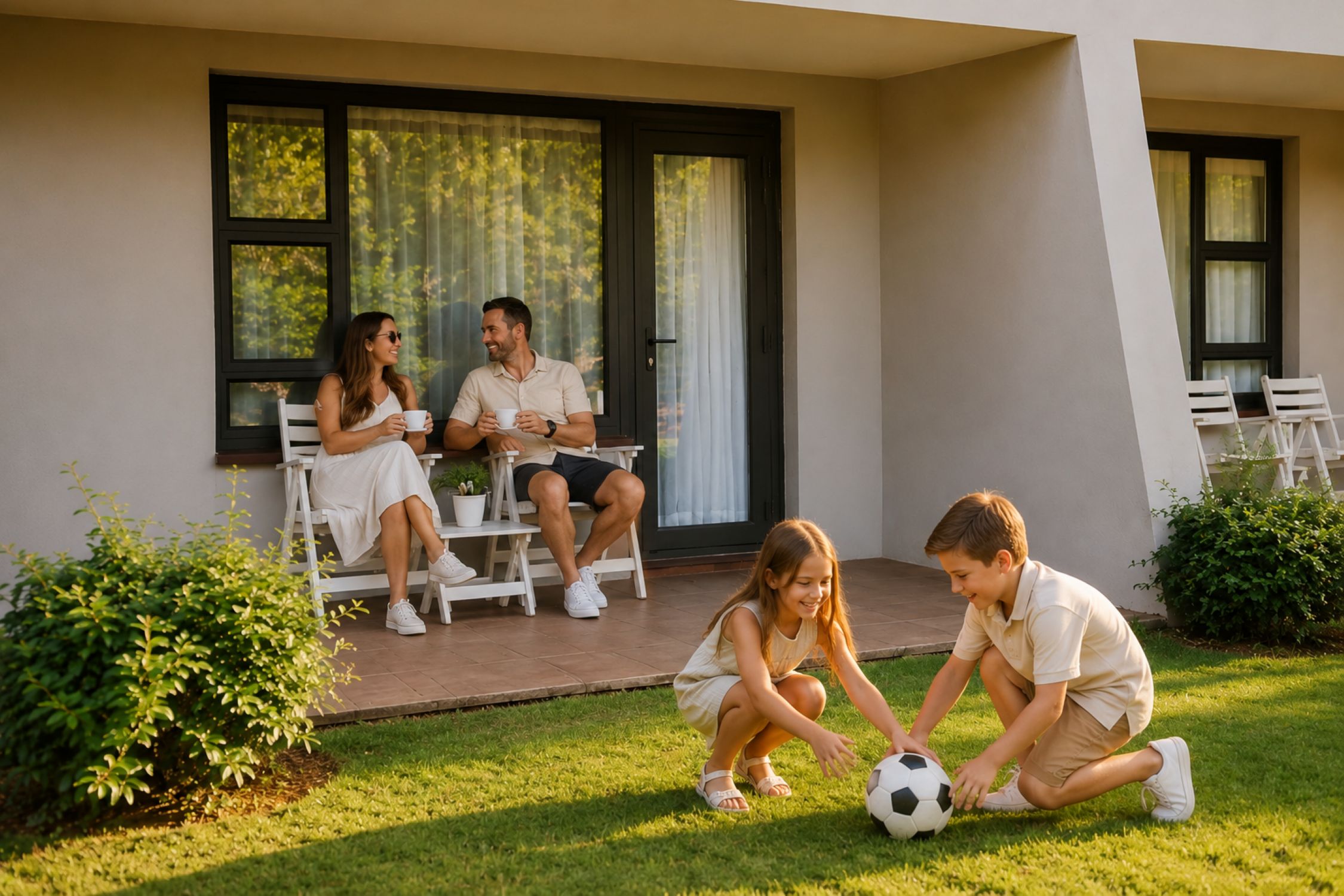 Family Suite patio for family accommodation near Pilanesberg