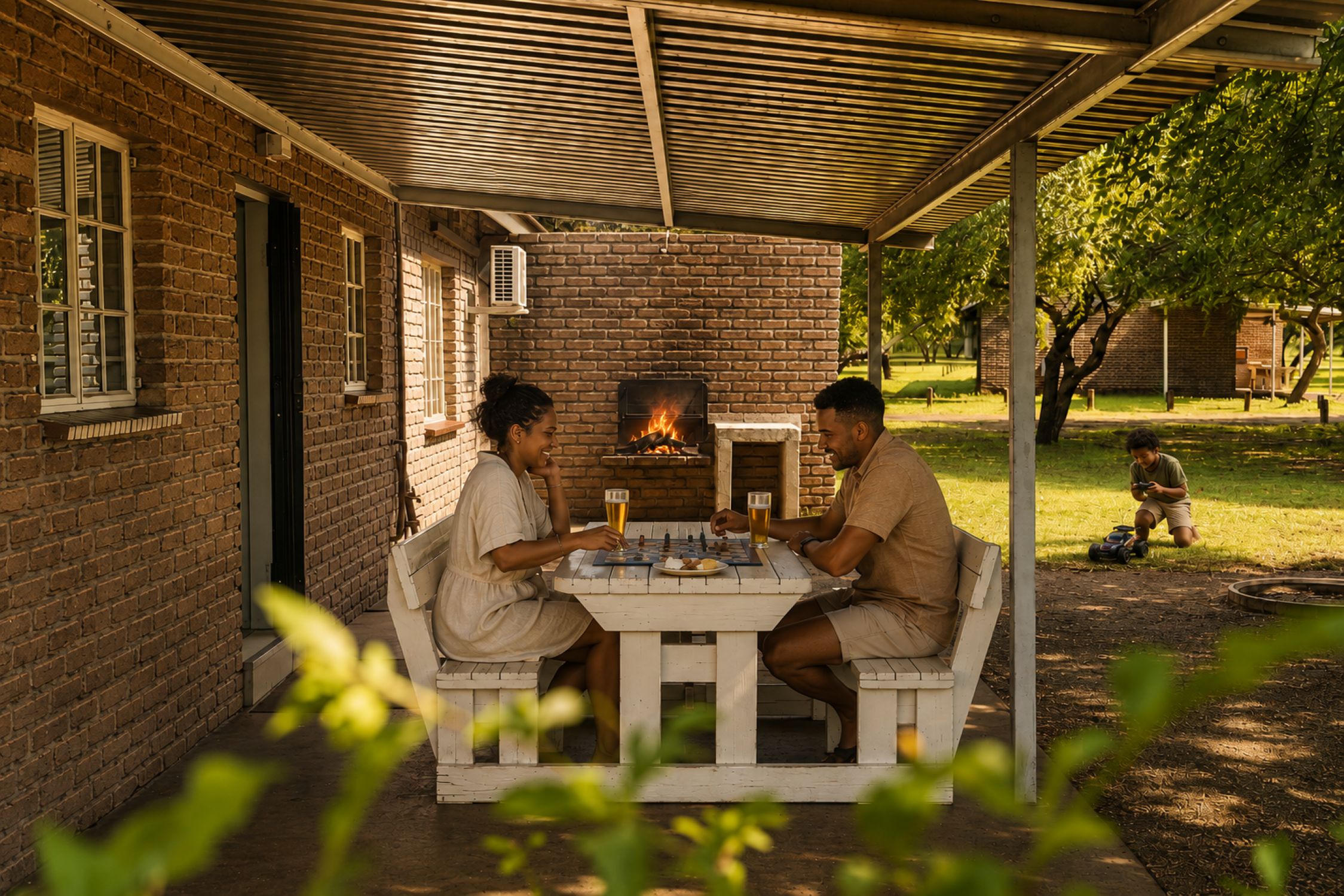 Standard One-Bedroom Chalet patio and braai area near Sun City