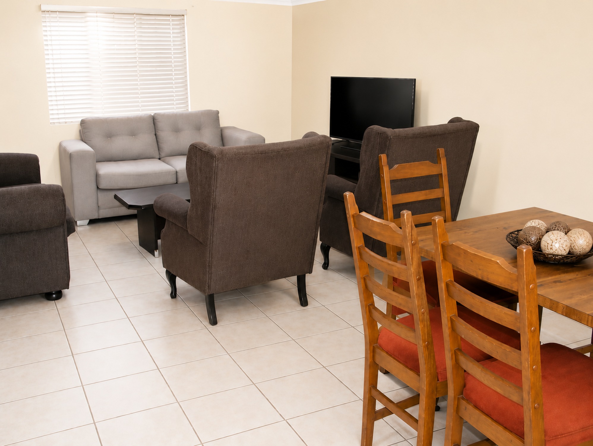 Lounge area in the Standard Two-Bedroom Self-Catering Chalet near Sun City