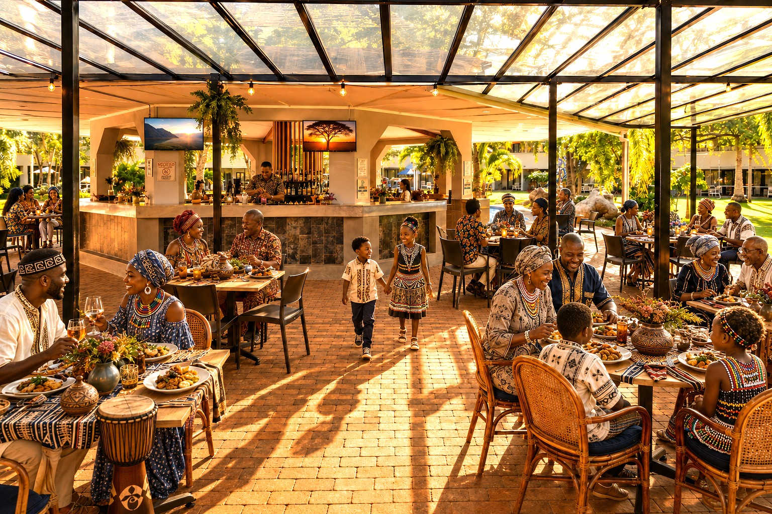 Families enjoying a Heritage Day buffet celebration at Sundown Country Estate near Sun City